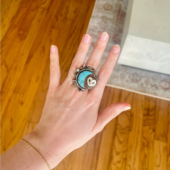 NightGypsy custom turquoise and sterling silver ring (size 6) - Picture 2 of 2